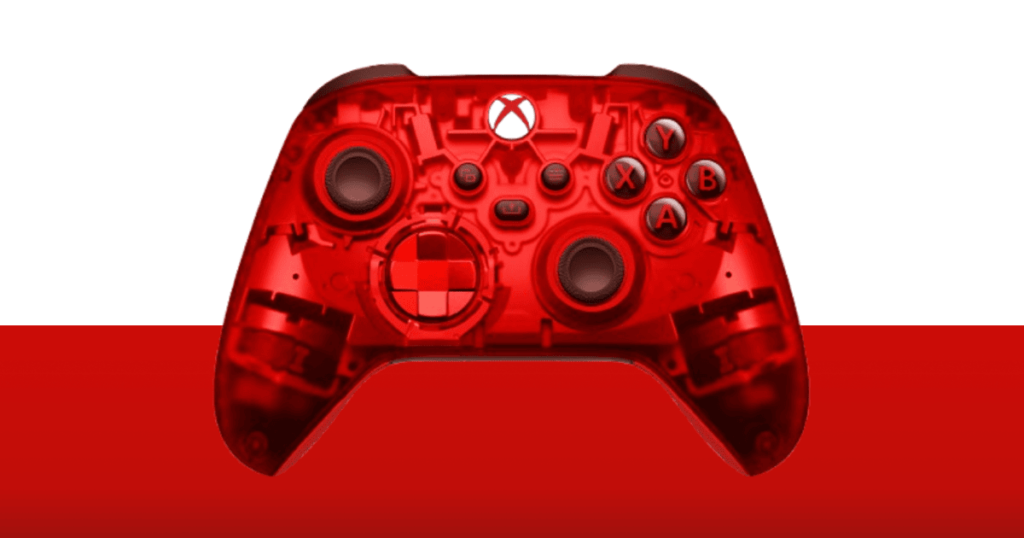 Front view of the Pulse Cipher Special Edition Xbox controller with vibrant color accents and button layout.