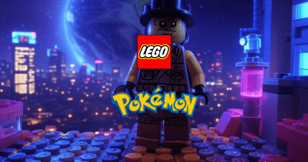 Close-up of LEGO bricks forming a Pokémon character, showcasing the innovative collaboration.