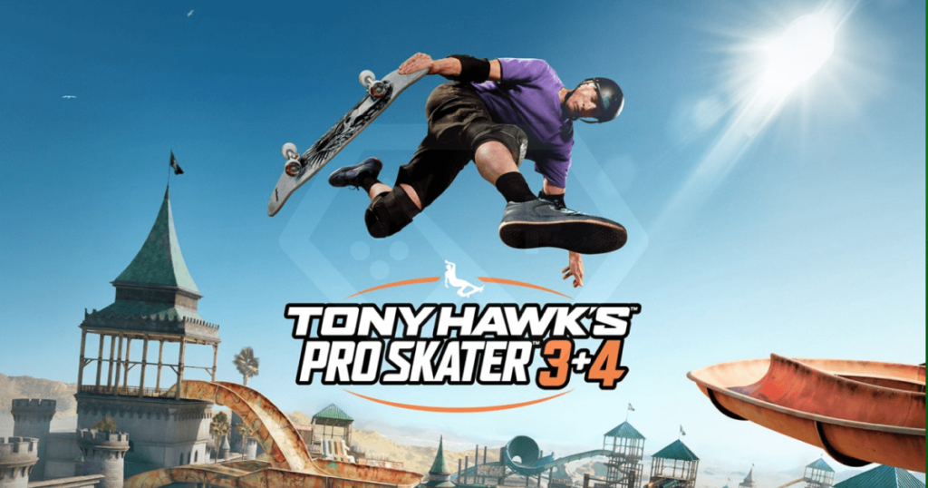 Tony Hawk’s Pro Skater 3 + 4 game cover featuring legendary skaters on a vibrant skate park