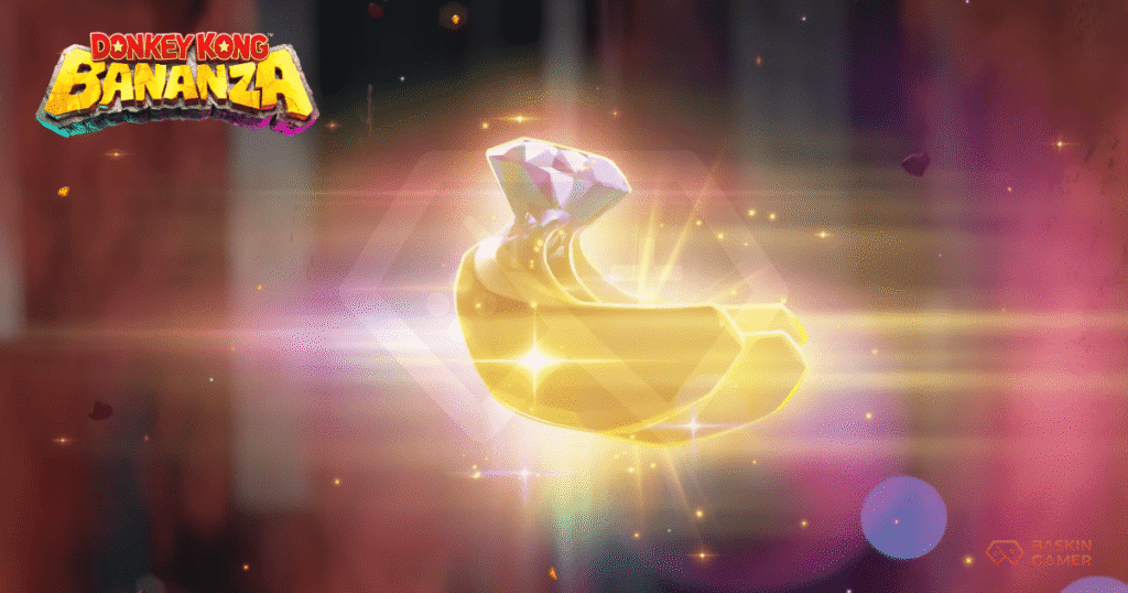 Donkey Kong smashes through a glowing tunnel of gold and rubble in Bananza mode.