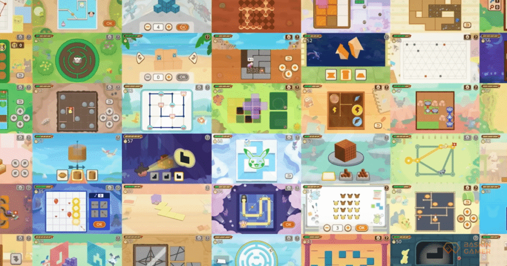 Pokémon Friends Review_ Cozy Puzzle Fun Debuts on Switch and Mobile - inner Image Pikachu solving a flower bulb puzzle with yarn rewards in a calm, colorful environment.