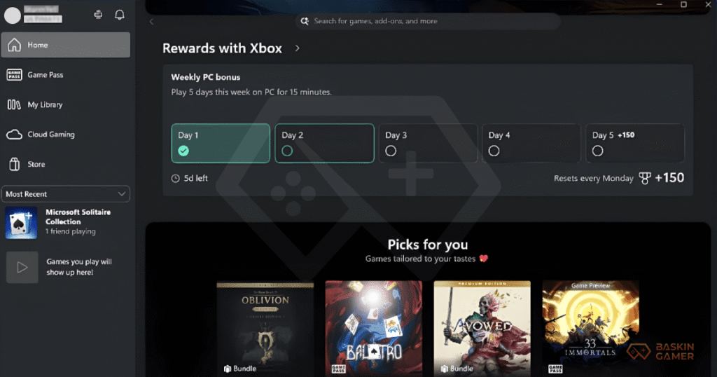 Xbox PC Upgrade_ July 2025 Brings Massive Streaming & Seamless Play Earn Microsoft Rewards While Playing - Inner Image Next up is the integration of Microsoft Rewards directly into the Xbox PC app. You can now earn loyalty points simply by playing games on PC. Points accumulate as you log in and play, giving you tangible perks just for gaming. Eligible players (18+ with Microsoft accounts) in supported regions will see progress tracking and redemption options natively in the app.
