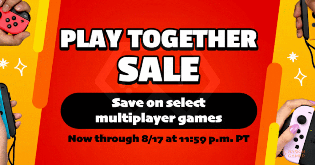 Nintendo Play Together Sale_ Must-Buy Multiplayer Games on Switch & Switch 2 - Inner Image Group of friends playing Nintendo Switch on couch, enjoying multiplayer games during Play Together Sale